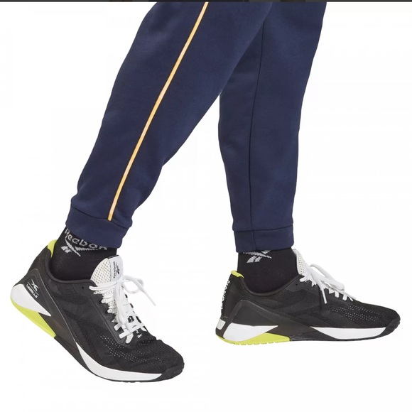 NWT -  Reebok Te Piping Jogger Pants, Vector Navy/Yellow - Size XL - Picture 3 of 9